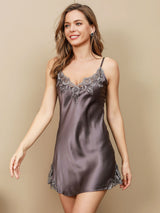 [Lilagrau] SilkSilky-DE Sleeveless V Neck Nachthemden 003