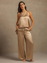 [Champagner] SilkSilky-DE Sleeveless Scoop Neck Cami Top 006