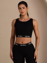 [Schwarz] SilkSilky-DE Sleeveless Crew Neck Women's Outfit Sets 004