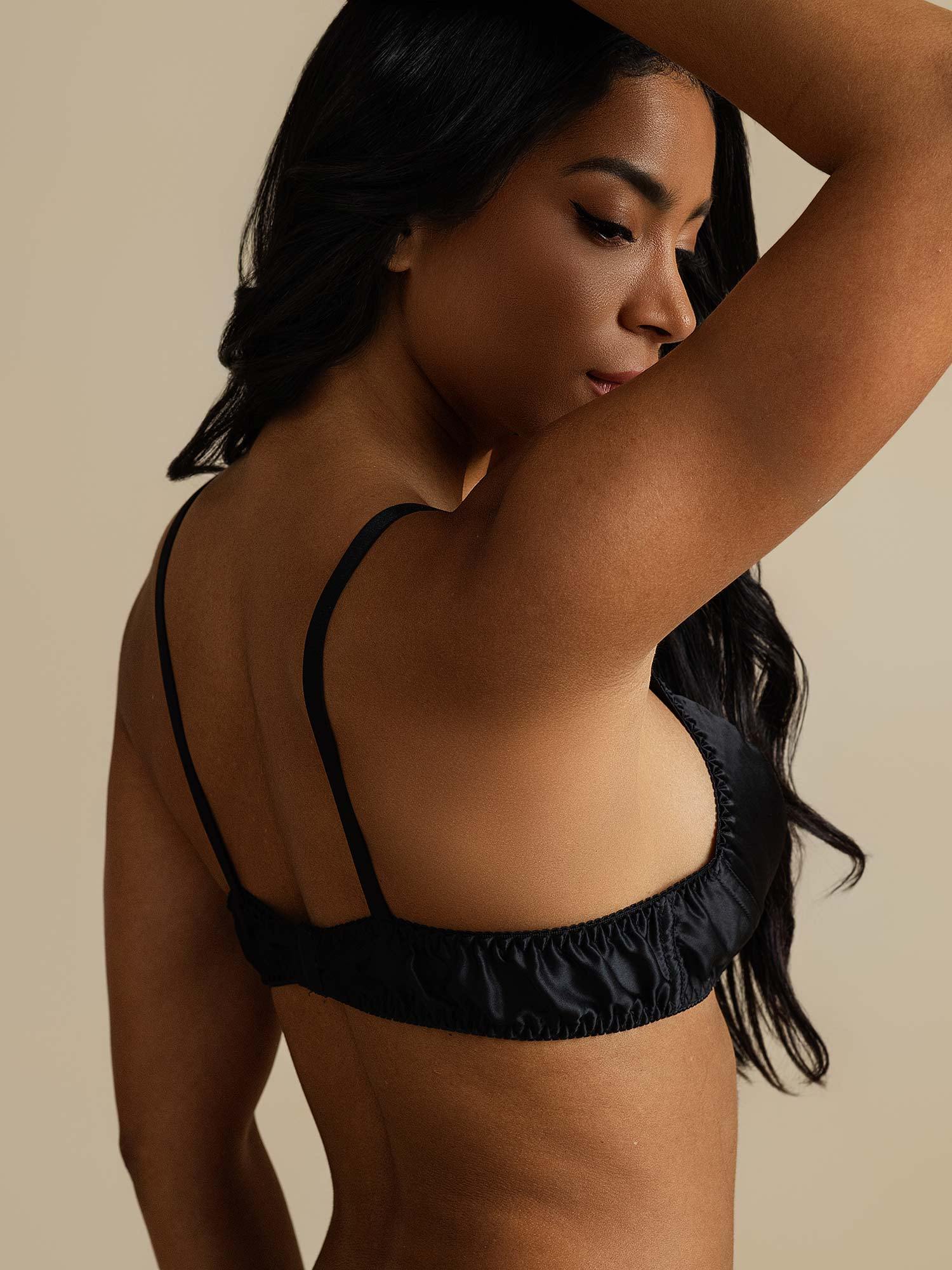 [Schwarz] SilkSilky-DE Reine Seide Bra 005,