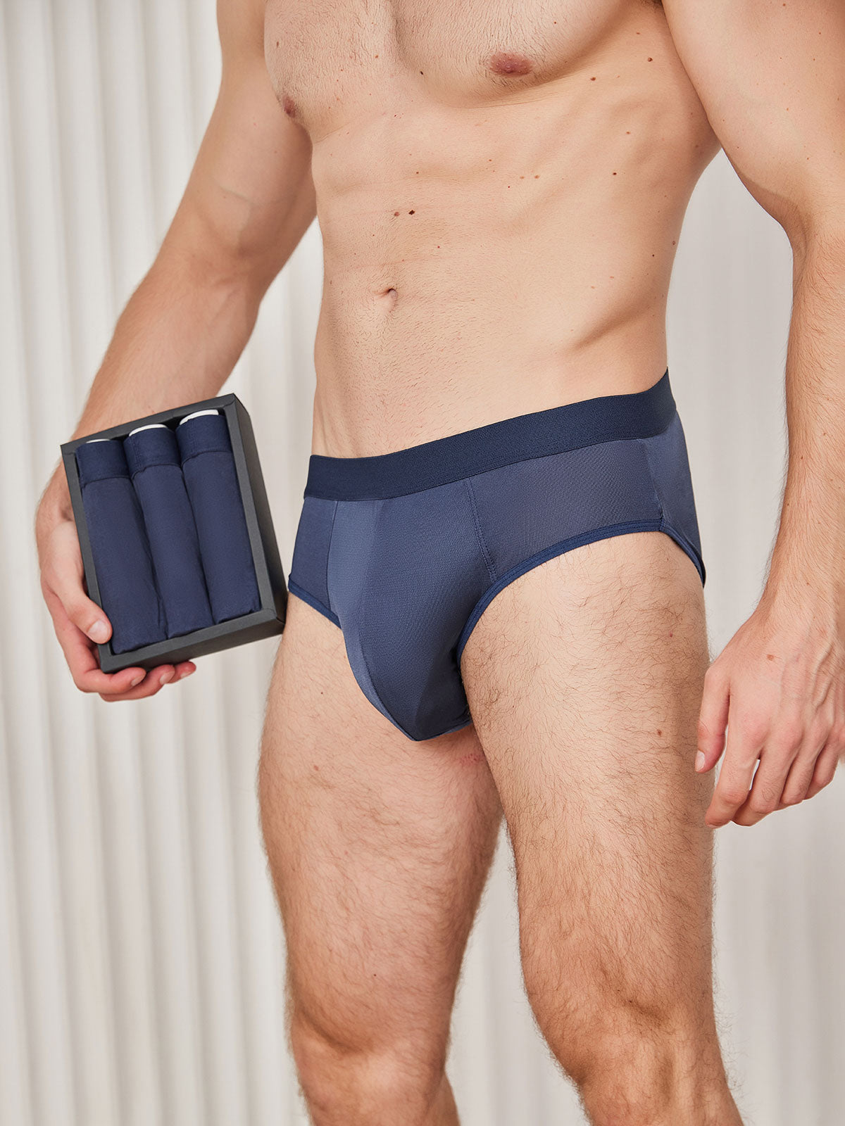 [Dunkelblau] SilkSilky-DE Reine Seide Mens Underwear 001