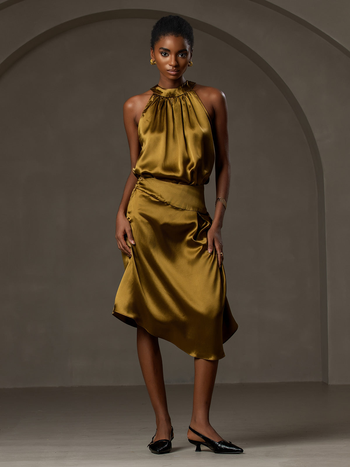 [Braun] SilkSilky-DE 19Momme Seide Skirt 007