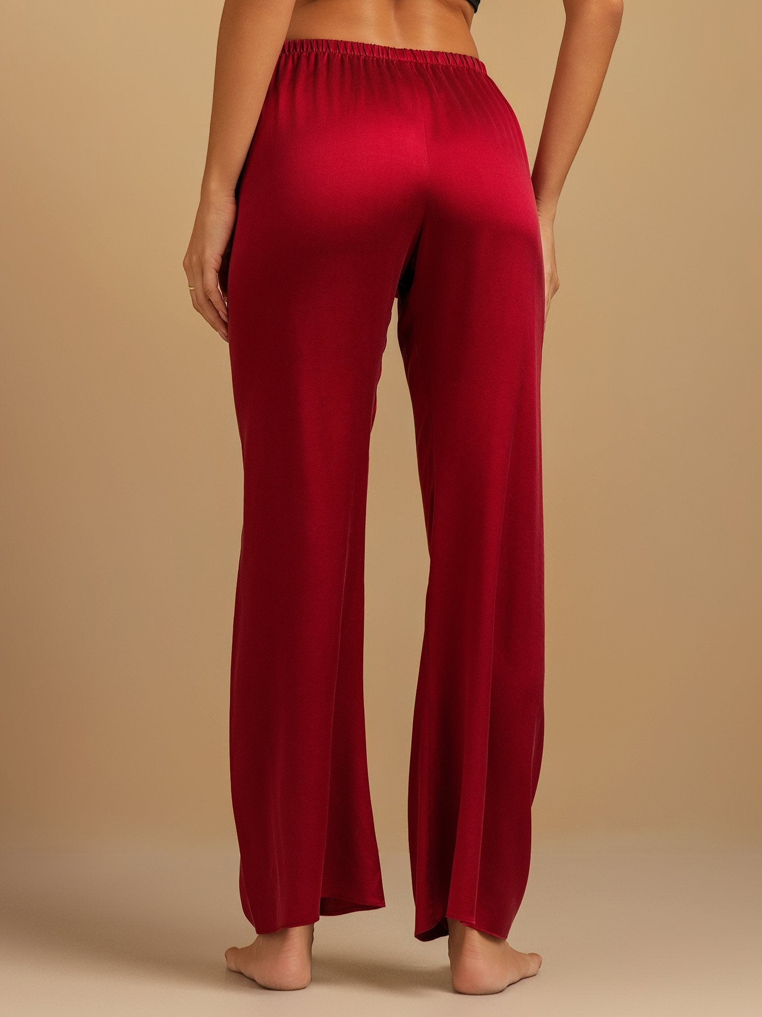 [Rotwein] SilkSilky-DE 19Momme Seide Womens Sleep Bottoms 002,