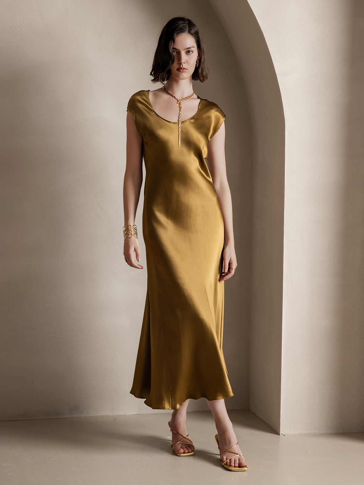 [Braun] SilkSilky-DE 19Momme Seide Dress 005