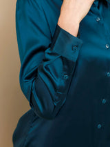 [König Blau] SilkSilky-DE Long Sleeve Lapel Collar Damenhemd 003