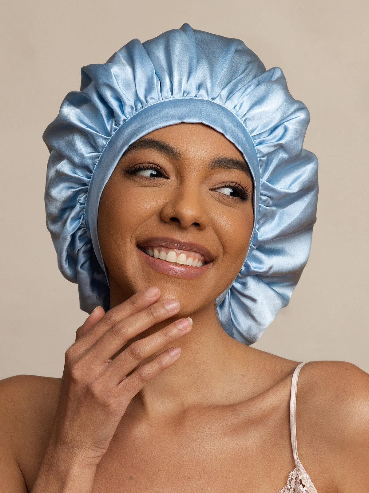 [Hellblau] SilkSilky-DE Reine Seide Sleep Cap 001