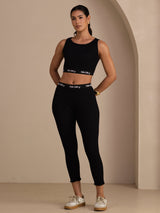 [Schwarz] SilkSilky-DE Sleeveless Crew Neck Women's Outfit Sets 007