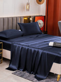 SilkSilky DE 19Momme Reine Seide Bedding Set Dunkelblau 005