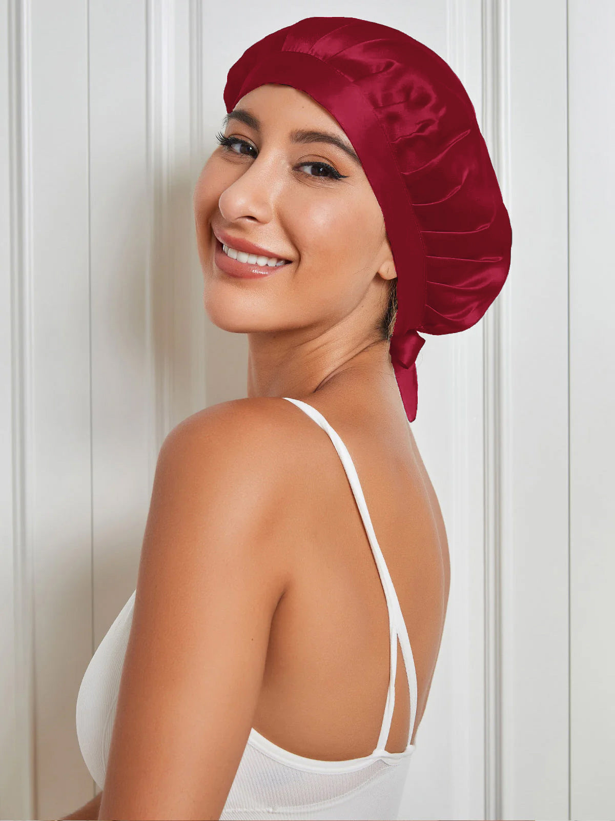 [Rotwein] SilkSilky-DE Reine Seide Sleep Cap 004
