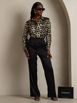 [Leopard] SilkSilky-DE Long Sleeve Lapel Collar Damenhemd 009