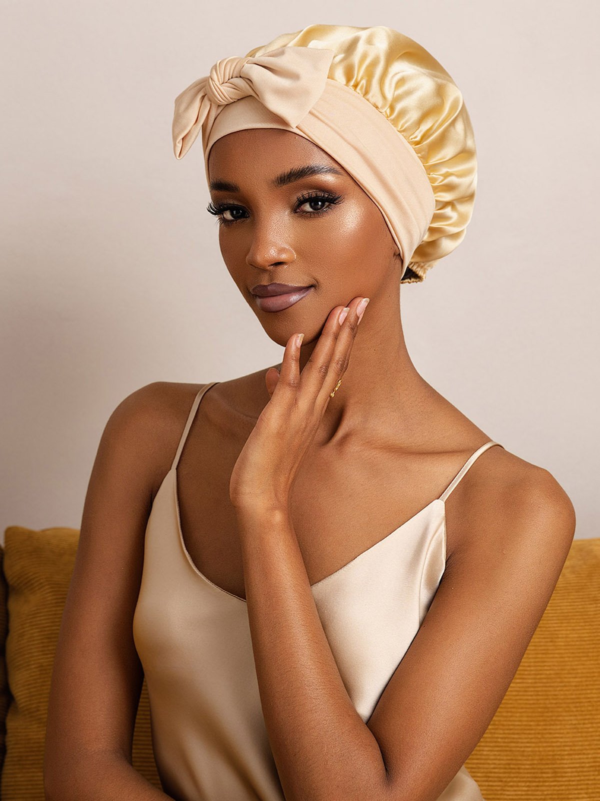 [Champagner] SilkSilky-DE Reine Seide Sleep Cap 004