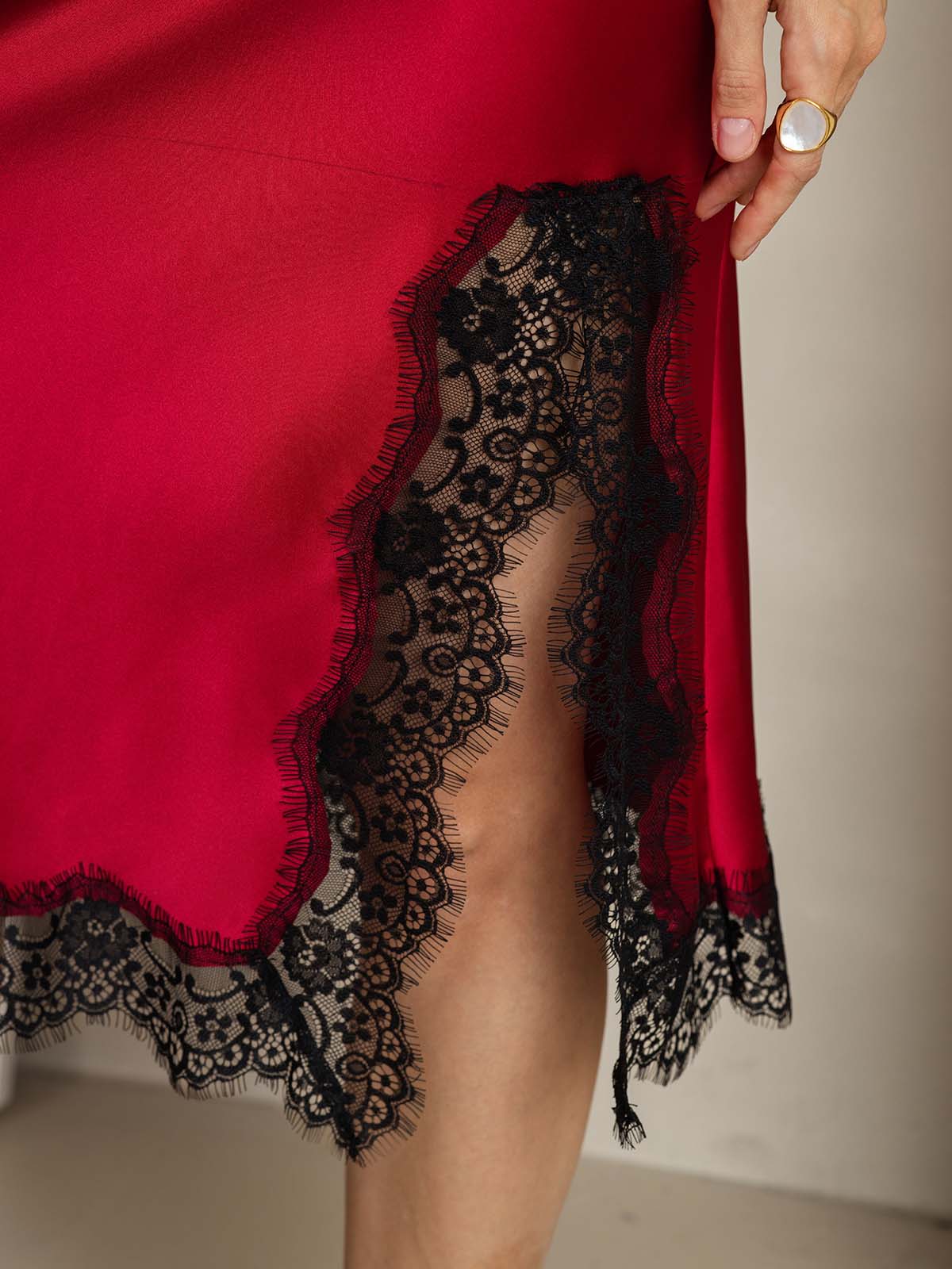 [Rotwein] SilkSilky-DE 19Momme Seide Skirt 004