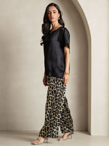 [Multi] SilkSilky-DE Reine Seide Kurzärmelig Rundkragen Damen Pyjamas 009