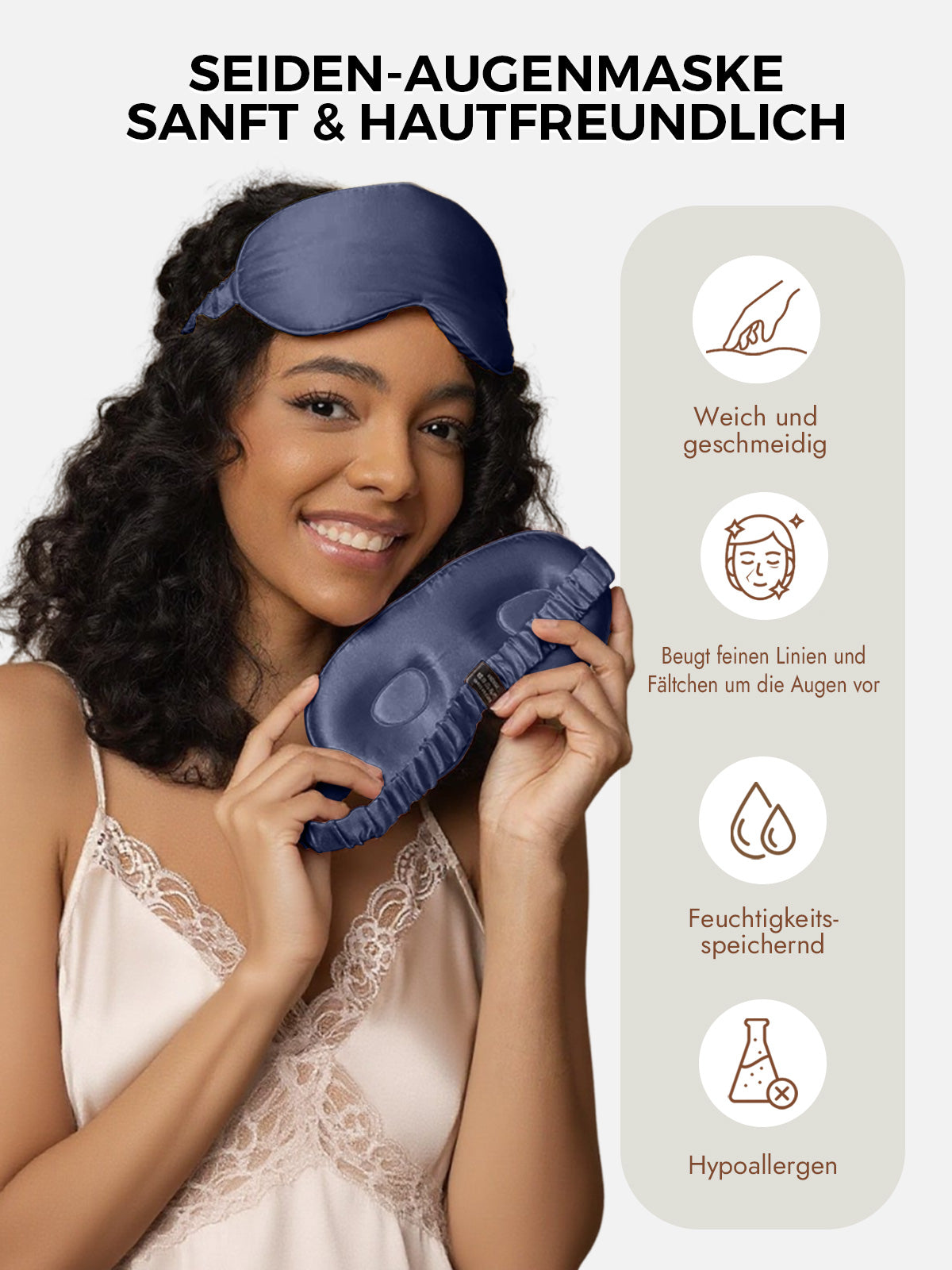[Dunkelblau] SilkSilky-DE Reine Seide Eye Mask 003