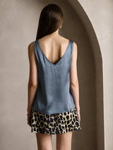 [Echtes Petrol] SilkSilky-DE Sleeveless V Neck Cami Top 002