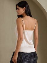 [Beige] SilkSilky-DE Spaghetti Strap Cowl Neck Cami Top 002