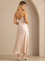 [Rosa] SilkSilky-DE Sleeveless V Neck Kleider 002