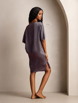 [Lilagrau] SilkSilky-DE Half Sleeve V Neck Nachthemden 002