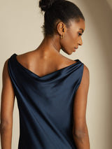 [Dunkelblau] SilkSilky-DE Sleeveless Cowl Neck Kleider 004