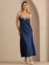 [Blau] SilkSilky-DE Sleeveless V Neck Kleider 001