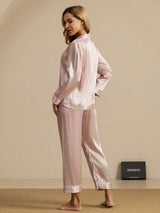 [Rosa Herz Geo] SilkSilky-DE Short Sleeve Notch-Kragen Damen Pyjamas 002