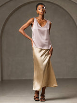[Schatten Grau] SilkSilky-DE Sleeveless V Neck Cami Top 002