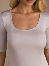 [Hellgrau] SilkSilky-DE Half Sleeve T-Shirt 004