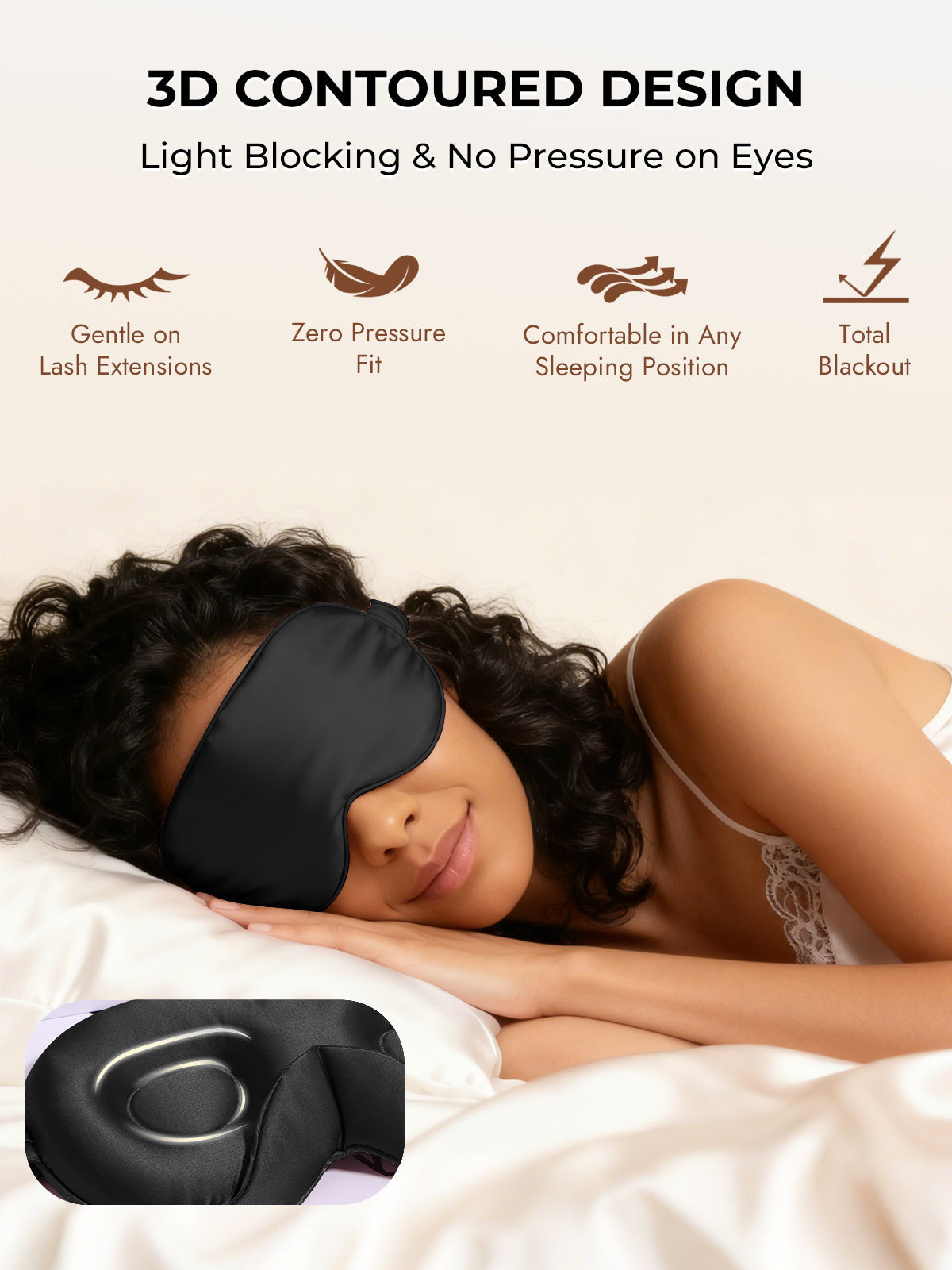 [Schwarz] SilkSilky-DE Reine Seide Eye Mask 006