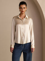 [Reisbeige] SilkSilky-DE Long Sleeve Lapel Collar Damenhemd 005