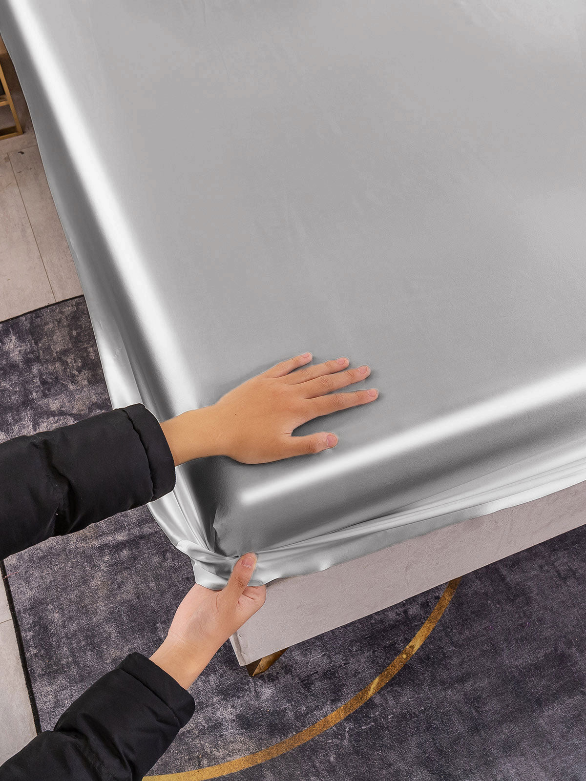 [Silber] SilkSilky-DE 19Momme Reine Seide Sheet 006