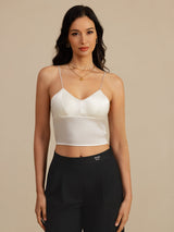 [Weiß] SilkSilky-DE Spaghetti Strap V Neck Cami Top 003