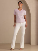 [Lavendel] SilkSilky-DE Short Sleeve V Neck T-Shirt 007