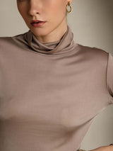 [Khaki] SilkSilky-DE Langärmelig Rollkragen T-Shirt 007