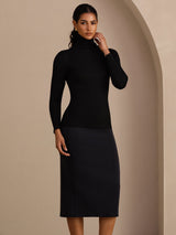 [Schwarz] SilkSilky-DE Long Sleeve Turtle Neck T-Shirt 005
