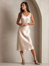 [Beige] SilkSilky-DE Sleeveless Kleider 003