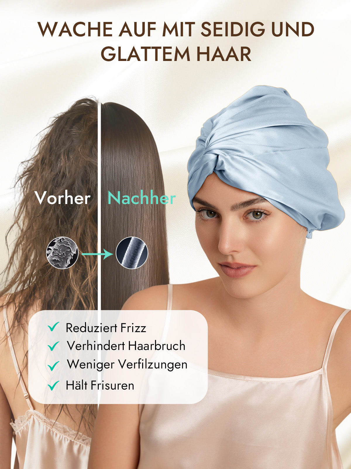 [Stahlblau] SilkSilky-DE 22Momme Reine Seide Sleep Cap 003