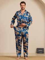 [Navy Drache] SilkSilky-DE Long Sleeve Notch-Kragen Herren Pyjamas 006