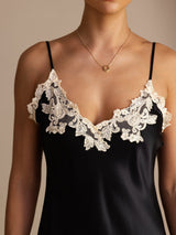 [Schwarz] SilkSilky-DE Sleeveless V Neck Kleider 004