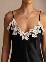 [Schwarz] SilkSilky-DE Sleeveless V Neck Kleider 004