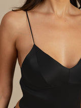 [Schwarz] SilkSilky-DE Spaghetti Strap V Neck Cami Top 004