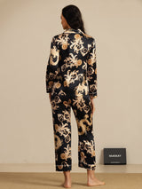 [Schwarzer Drache] SilkSilky-DE Long Sleeve Notch-Kragen Damen Pyjamas 002