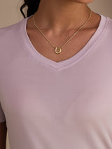 [Lavendel] SilkSilky-DE Short Sleeve V Neck T-Shirt 004