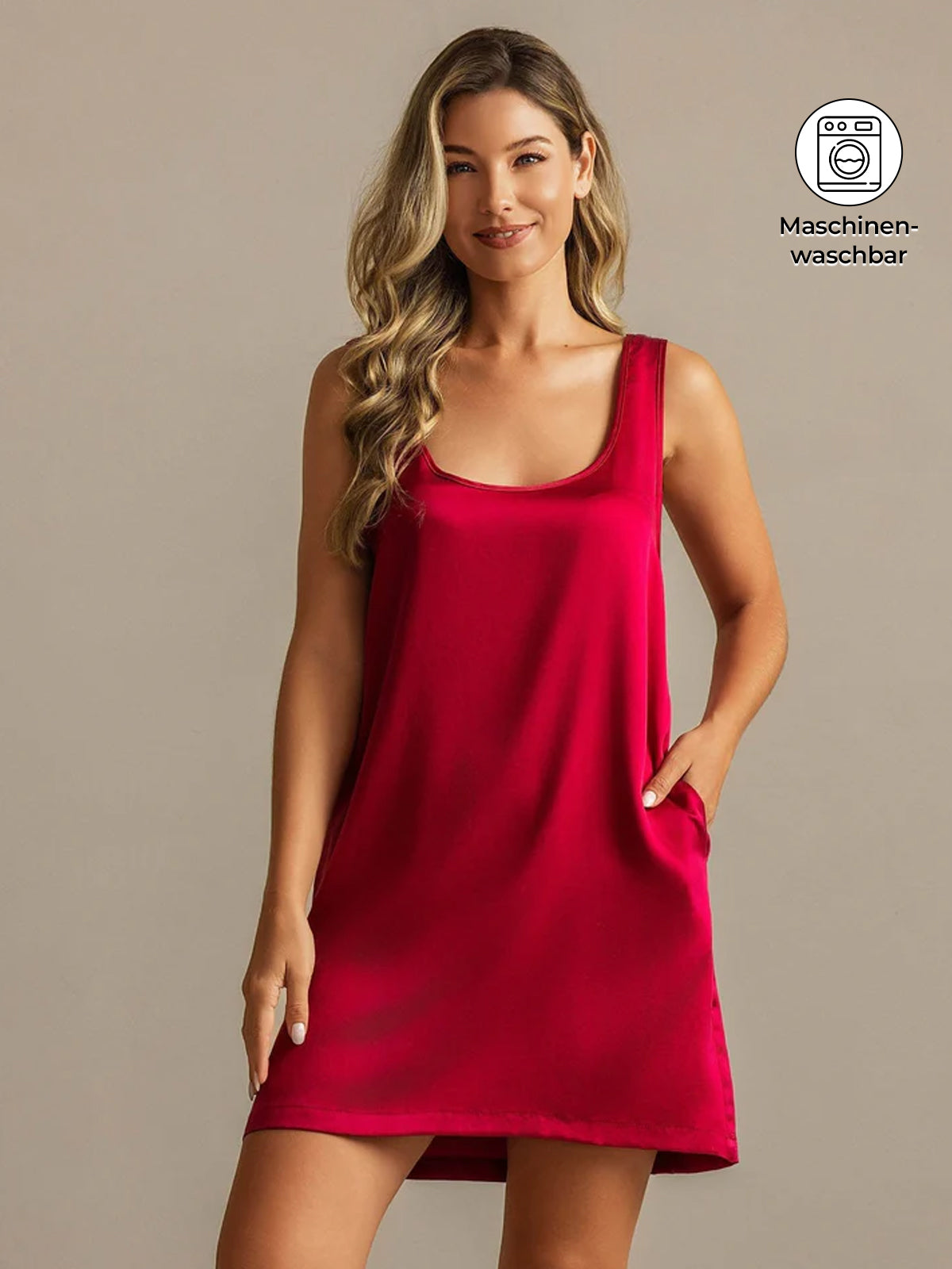 [Rotwein] SilkSilky-DE 19Momme Seide Nightgown 001