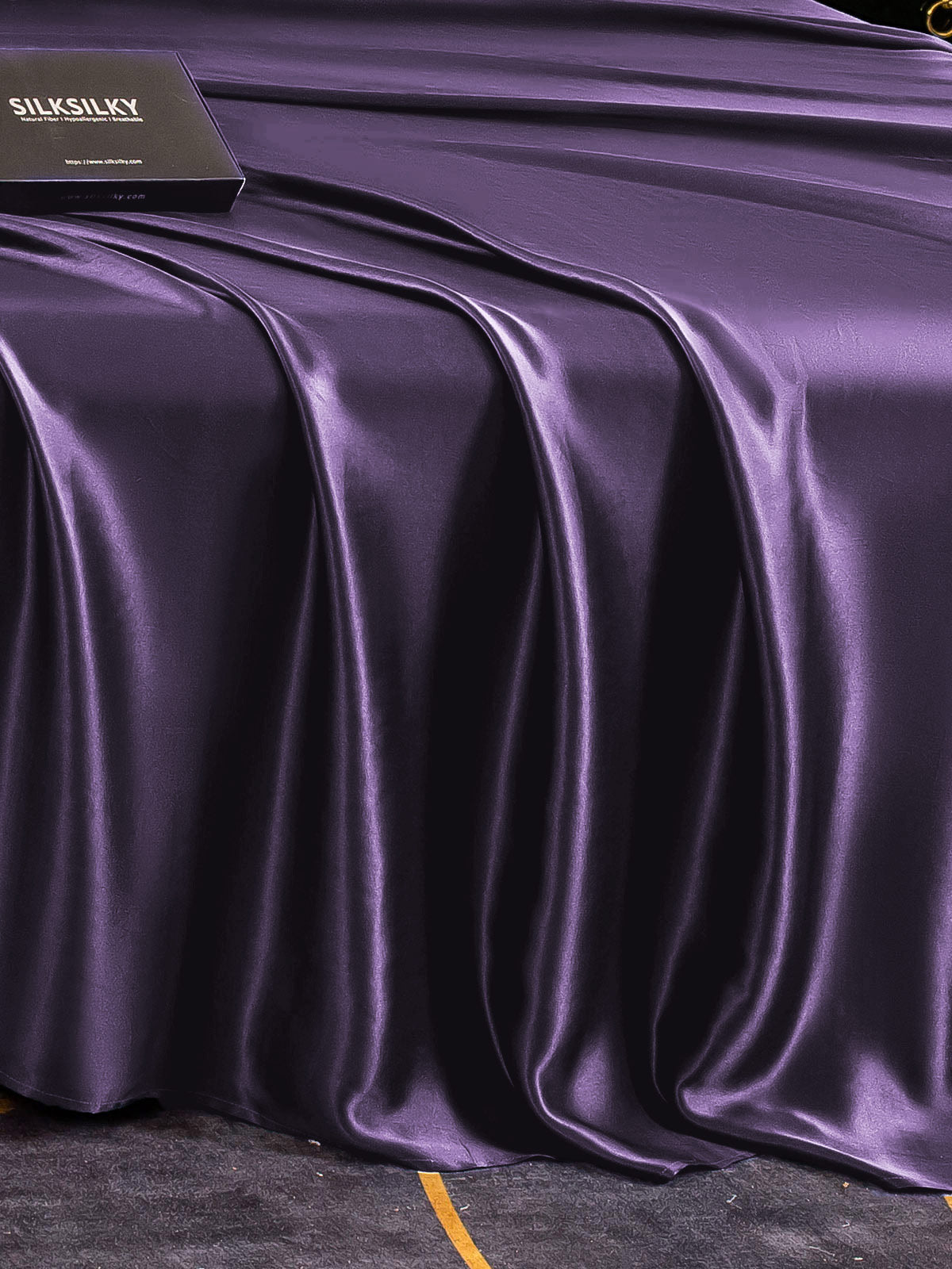 [Dunkelviolett] SilkSilky-DE 22Momme Reine Seide Sheet 005,