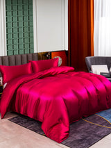 [Rotwein] SilkSilky-DE 25Momme Bettwäsche Sets 001