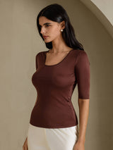 [Kaffee] SilkSilky-DE Half Sleeve T-Shirt 006