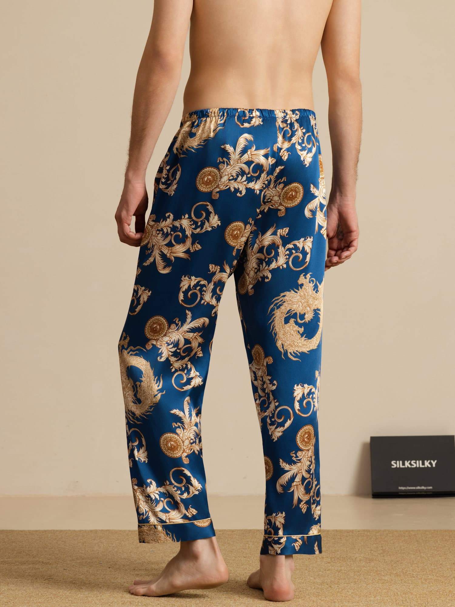 [Navy Drache] SilkSilky-DE Mens Sleep Bottoms 002