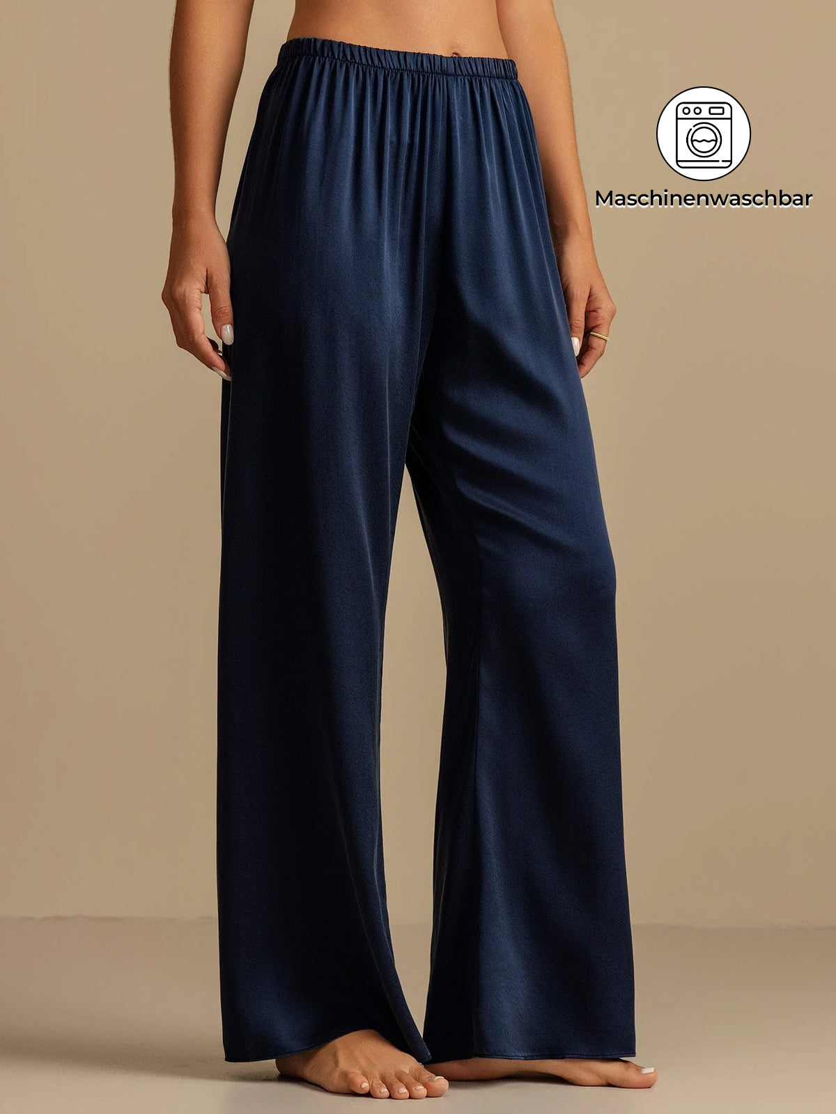 [Dunkelblau] SilkSilky-DE 19Momme Seide Womens Sleep Bottoms 001