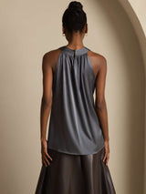 [Dunkelgrau] SilkSilky-DE Sleeveless Halter T-Shirt 002
