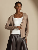 [Tan] SilkSilky-DE Long Sleeve Damen Cardigan 004